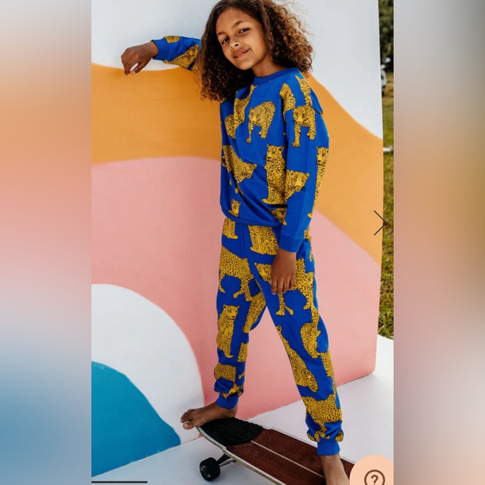 Mini Peers Chelsea Peers NYC leopard baby boy sweatsuit set 9-12m Wild One